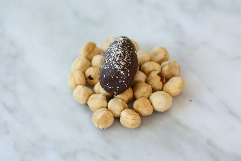 Chocolate Dipped Dates with Hazelnut